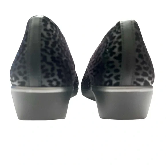 SAS Tripad Slip On Wedges BLK Leopard Print SZ 11 Comfort Support Casual Stretch - Picture 8 of 12